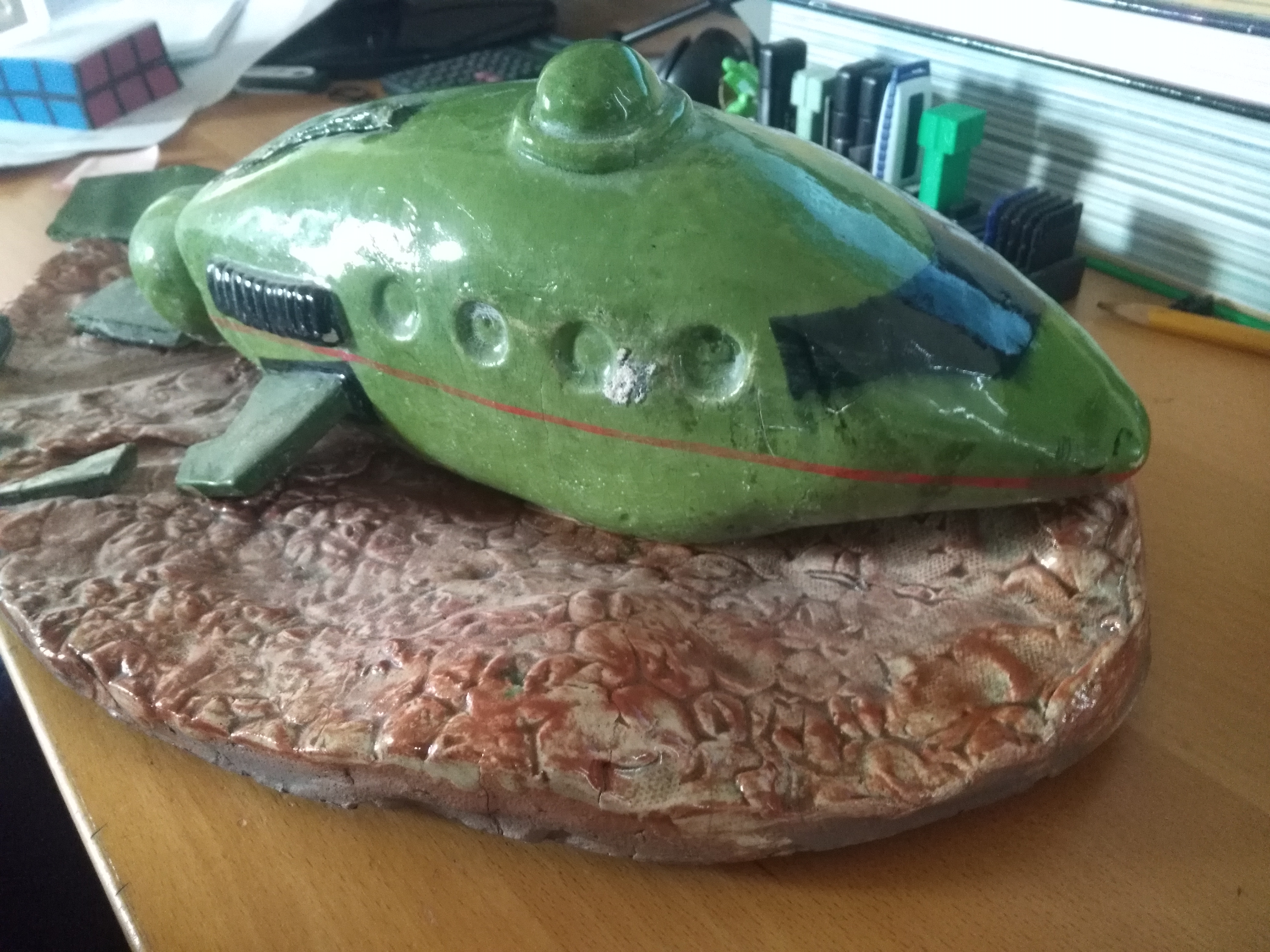 planet express ship crashing sculpture